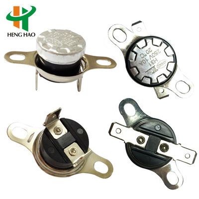 Bộ điều nhiệt KSD301 thường mở 250V 16A Tự động đặt lại với 100000 chu kỳ và dải nhiệt độ 0~250°C